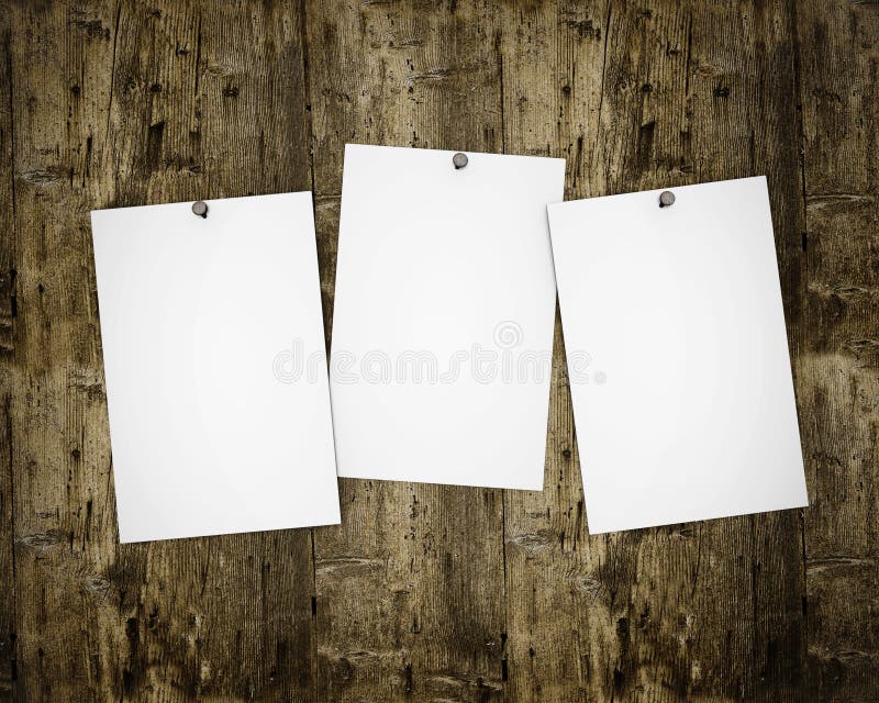 Tre foto sulla scheda di legno illustrazione di stock Tre foto sulla scheda di legno illustrazione di stock