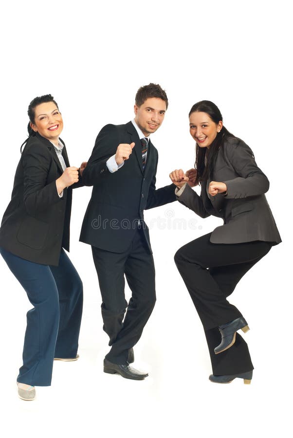 Tre gruppi di gente di affari ballare fotografia stock libera da diritti Tre gruppi di gente di affari ballare fotografia stock libera da diritti