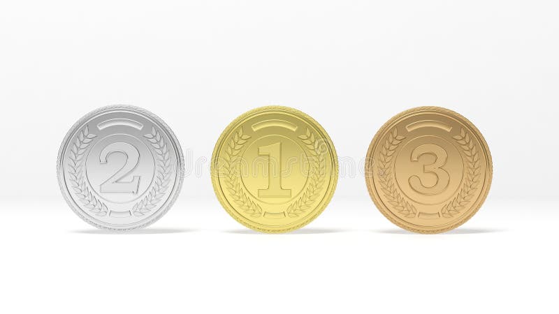 Tre medaljer på vit bakgrund stock illustrationer Tre medaljer på vit bakgrund stock illustrationer