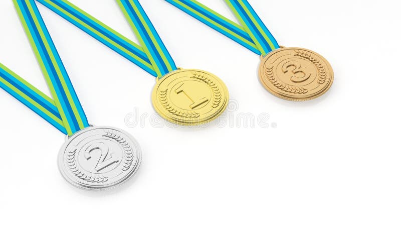 Tre medaljer på vit bakgrund royaltyfri illustrationer Tre medaljer på vit bakgrund royaltyfri illustrationer