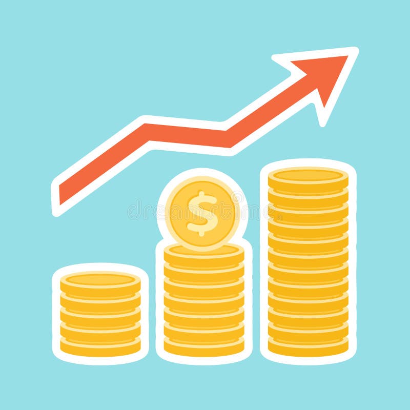 Tre mucchi delle monete di oro, sulla freccia con il colpo bianco Risparmio, investimenti, crescita di profitto, reddito royalty illustrazione gratis Tre mucchi delle monete di oro, sulla freccia con il colpo bianco Risparmio, investimenti, crescita di profitto, reddito royalty illustrazione gratis