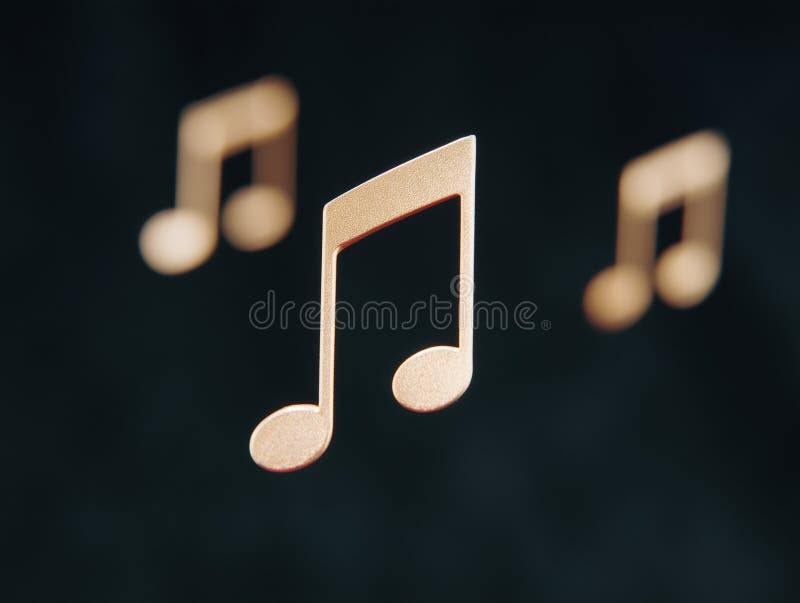 Tre note musicali sull'oro sullo sfondo scuro royalty illustrazione gratis
