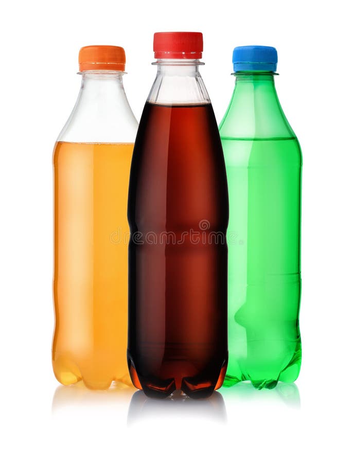 Three plastic bottles of soft drink isolated on white. Three plastic bottles of soft drink isolated on white