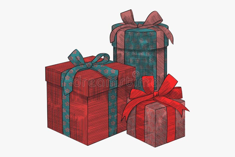 Tre presentboxar royaltyfri illustrationer