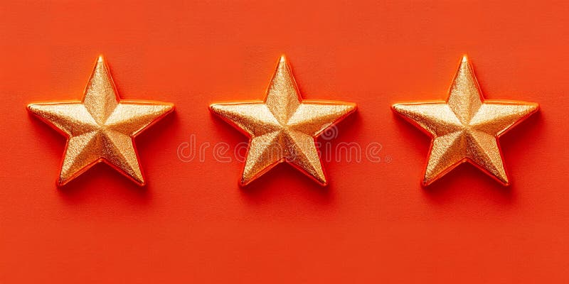 Tre stelle d'oro in rosso illustrazione vettoriale