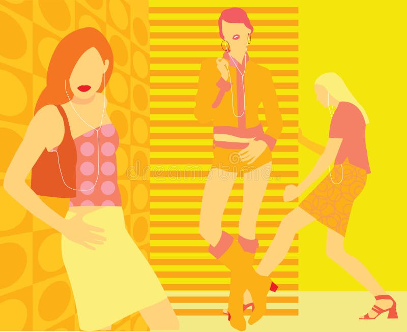 Tre trendiga damtoalett stock illustrationer Tre trendiga damtoalett stock illustrationer
