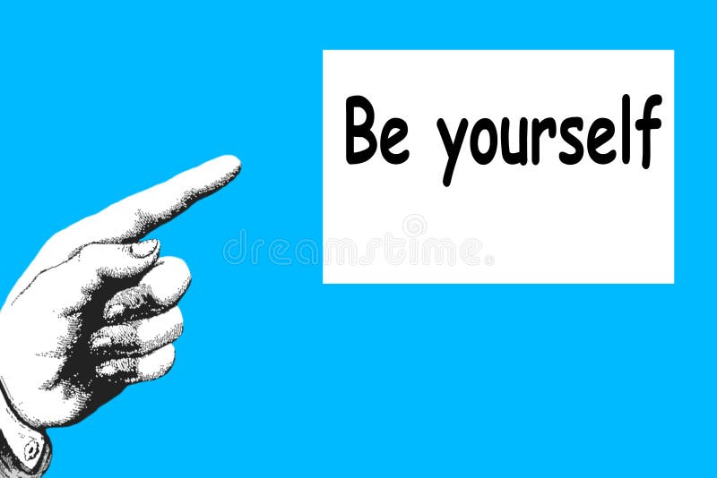 ??TRE VOUS-M?ME ? La direction des points de doigt à un message de motivation et inspiré image stock ??TRE VOUS-M?ME ? La direction des points de doigt à un message de motivation et inspiré image stock
