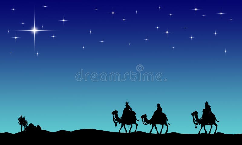 Three wisemans and the star of Bethlehem. Three wisemans and the star of Bethlehem