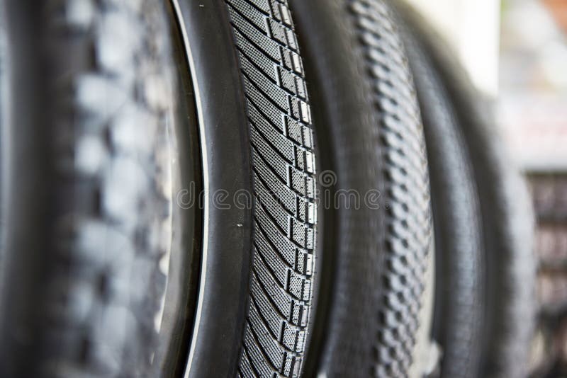 Bicycle tires in store stock photo. Image of size, black 141449158