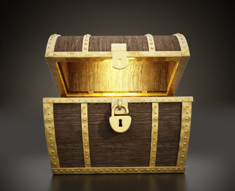 Open treasure chest filled with golden coins, gold - Stock Illustration  [61303996] - PIXTA