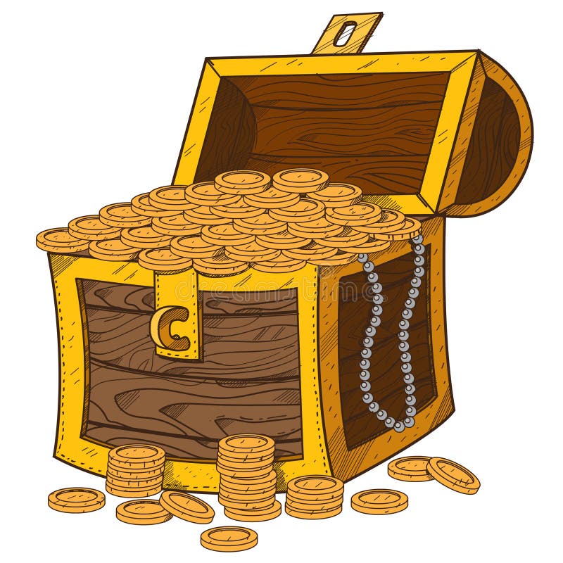 Treasure Chest. Illustration on the Pirate Theme Stock Image - Image of ...