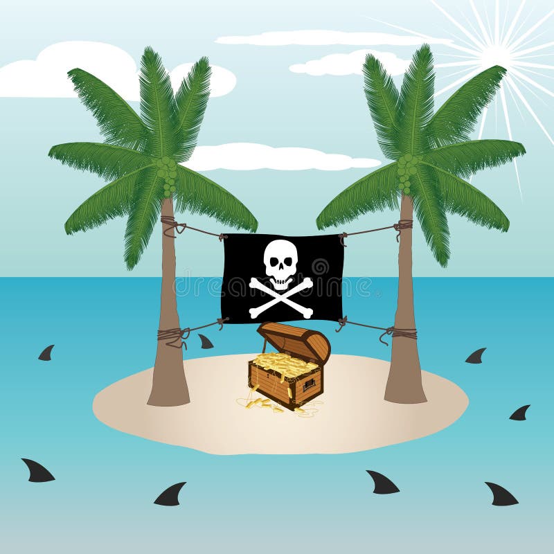 Treasure Chest in an Island Stock Illustration Illustration of chest