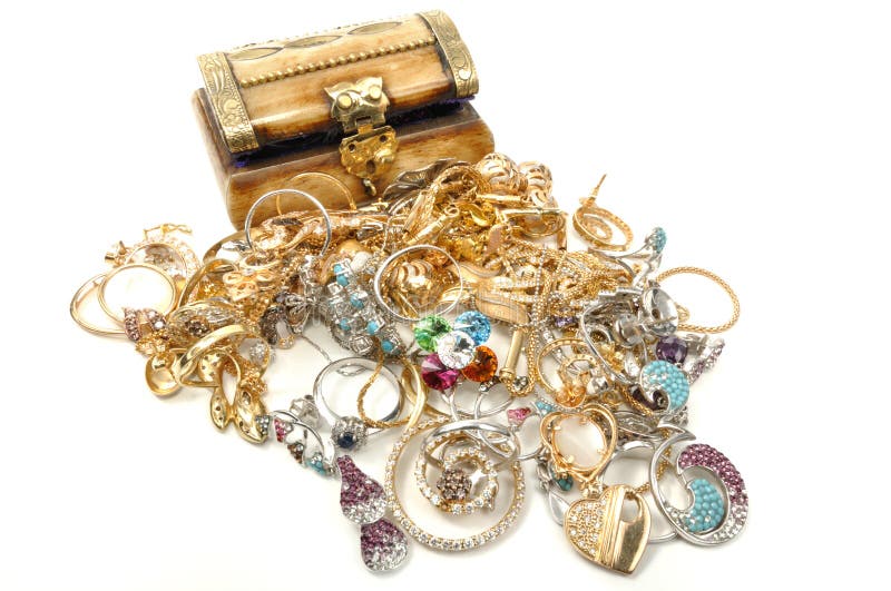 Treasure Chest with Jewelry Stock Photo Image of shape, isolated