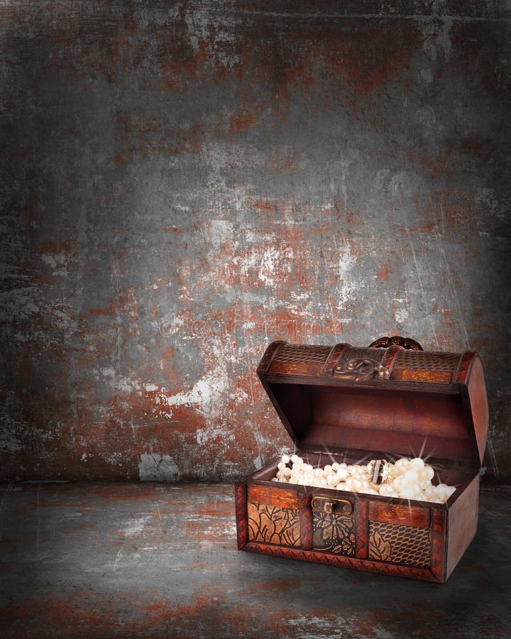 Treasure chest with jewelry inside