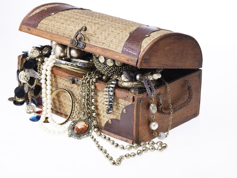 Treasure Chest with Lots of Jewelry Stock Photo Image of jewel