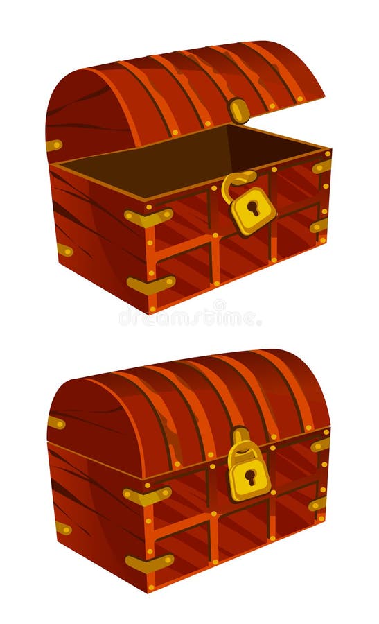 A treasure chest of mahogany with a golden lock vector illustration