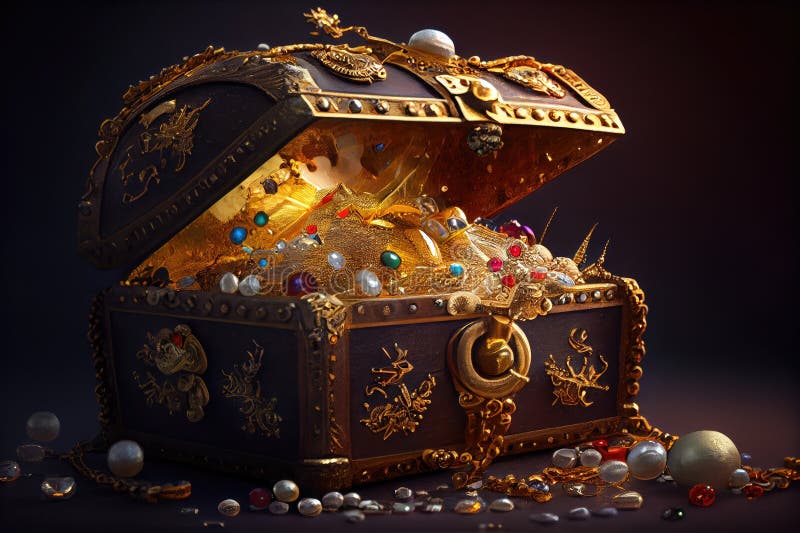 Gold, jeweled treasure chests