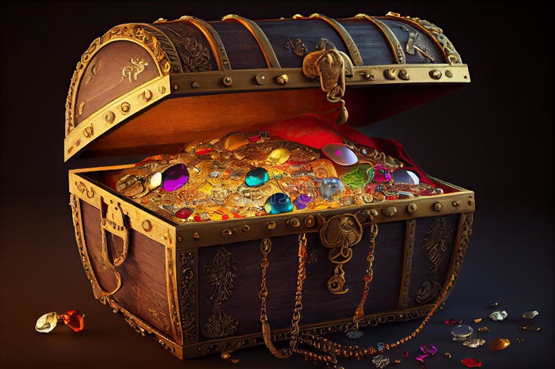 Overflowing pirate treasure chest filled with food on Craiyon