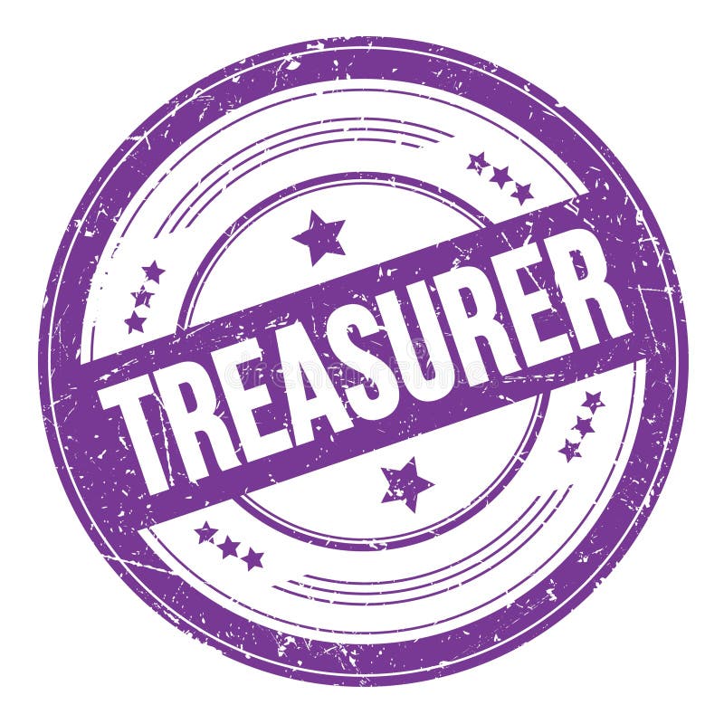 TREASURER Text on Violet Indigo Round Grungy Stamp Stock Illustration