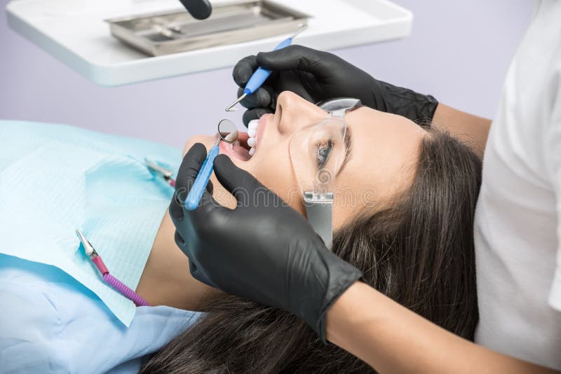 Treatment at dentist's office royalty free stock photos Treatment at dentist's office royalty free stock photos