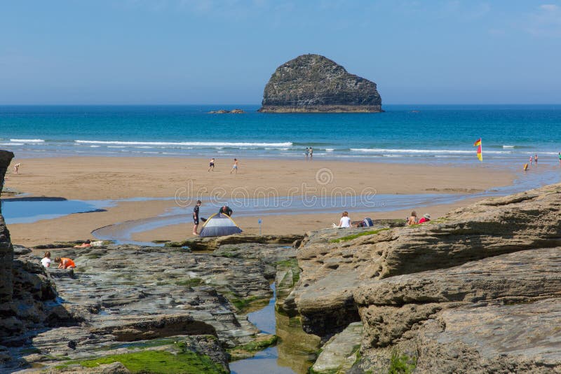 Trebarwith Strand beach Cornwall July heatwave