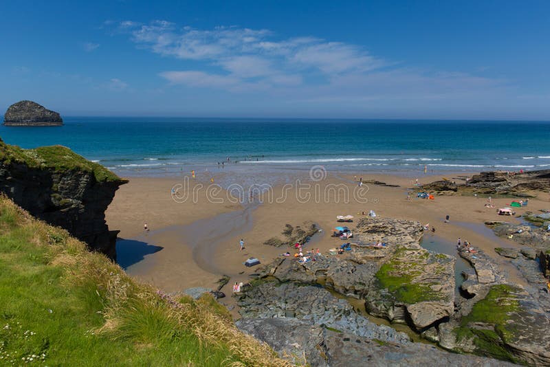 Trebarwith Strand beach Cornwall July heatwave