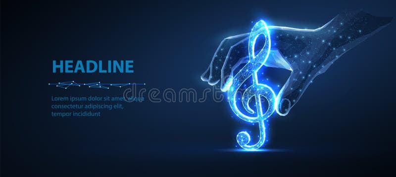 Trebbiatura digitale a mano blu. musica digitale generata dall'ai royalty illustrazione gratis
