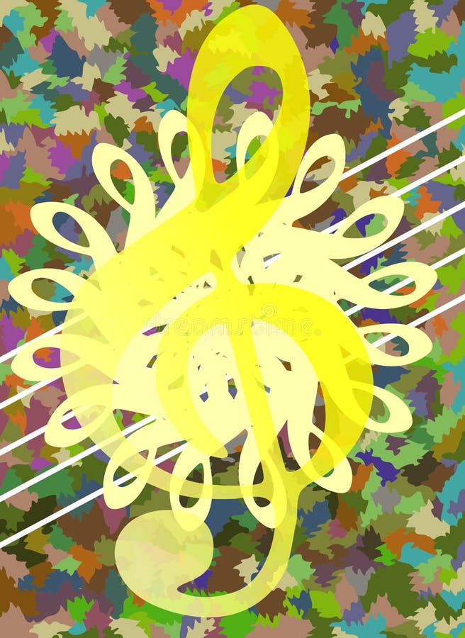 Colorful Artistic Treble Clef Background Stock Illustration