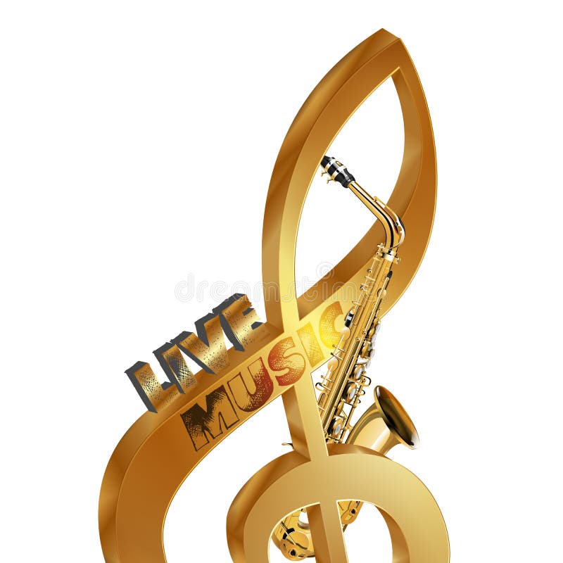 Saxophone Treble Clef and Musical Note on Textural Stock Vector