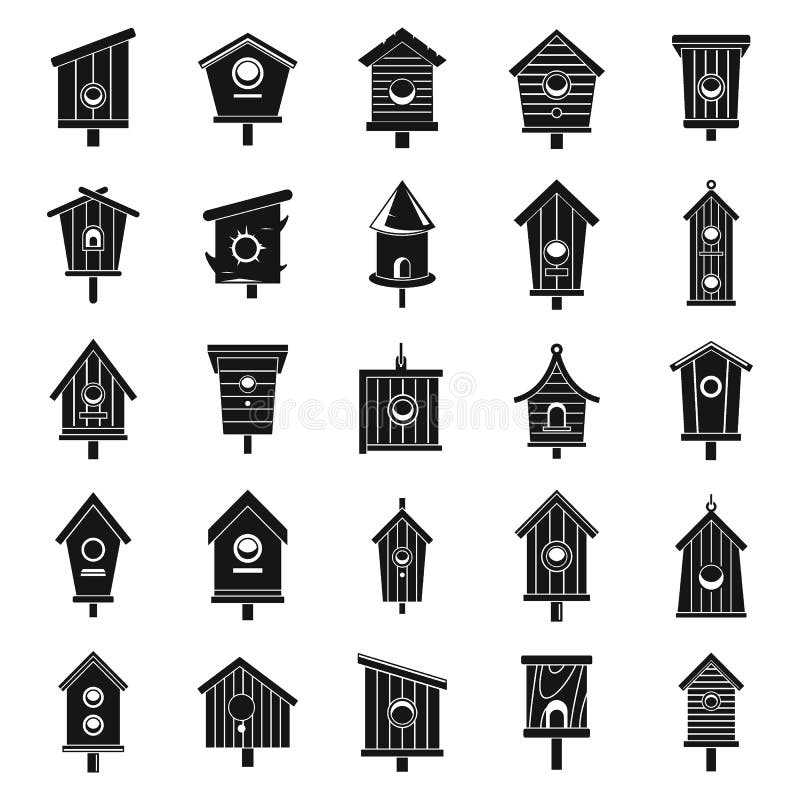 Tree bird house icons set, simple style vector illustration Tree bird house icons set, simple style vector illustration