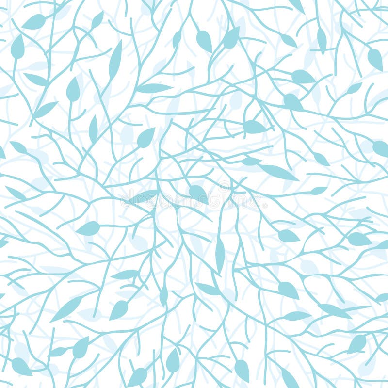 Blue Leaves Vector Watercolor Texture Pattern. Stock Vector 