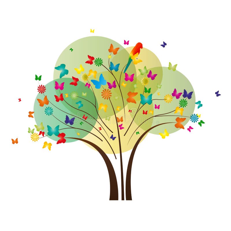 Download Butterfly Tree stock vector. Illustration of parrot, free ...