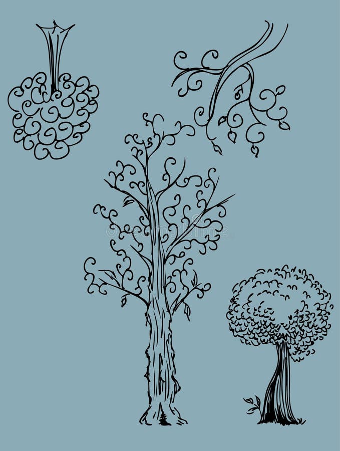 Tree Drawings royalty free illustration