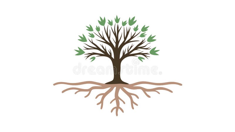 Tree with Exposed Roots Icon for Nature Foundation, vector design Generative AI stock illustration