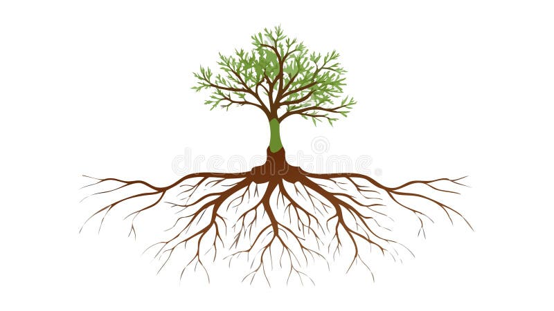 Tree with Exposed Roots, Stability and Growth Symbol. vector design Generative AI vector illustration