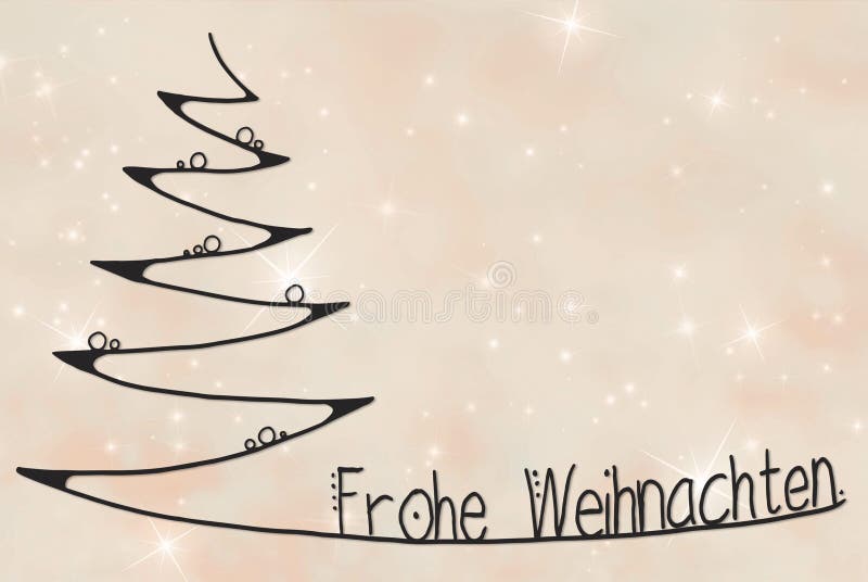 Tree, Frohe Weihnachten Means Merry Christmas, Pink Background Stock