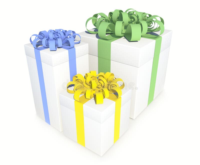 Tree gift boxes isolated