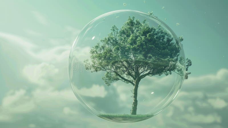 Protected Tree in a Bubble vector illustration