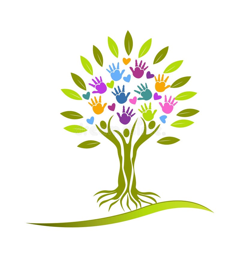 Tree hands and hearts logo