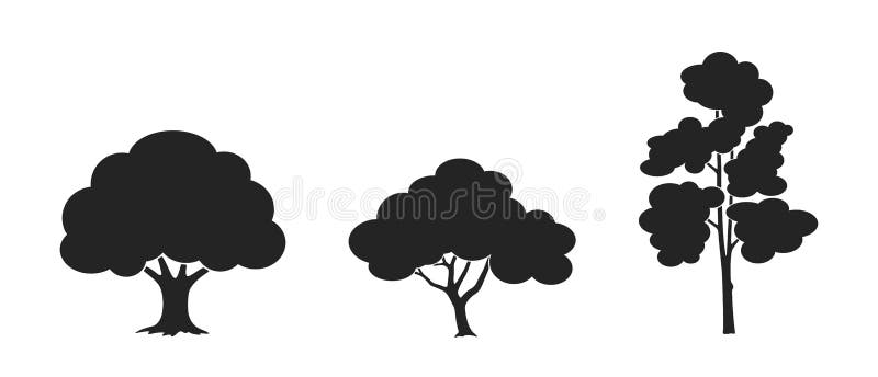 Tree icon set. nature and environment design element. silhouette vector images vector illustration