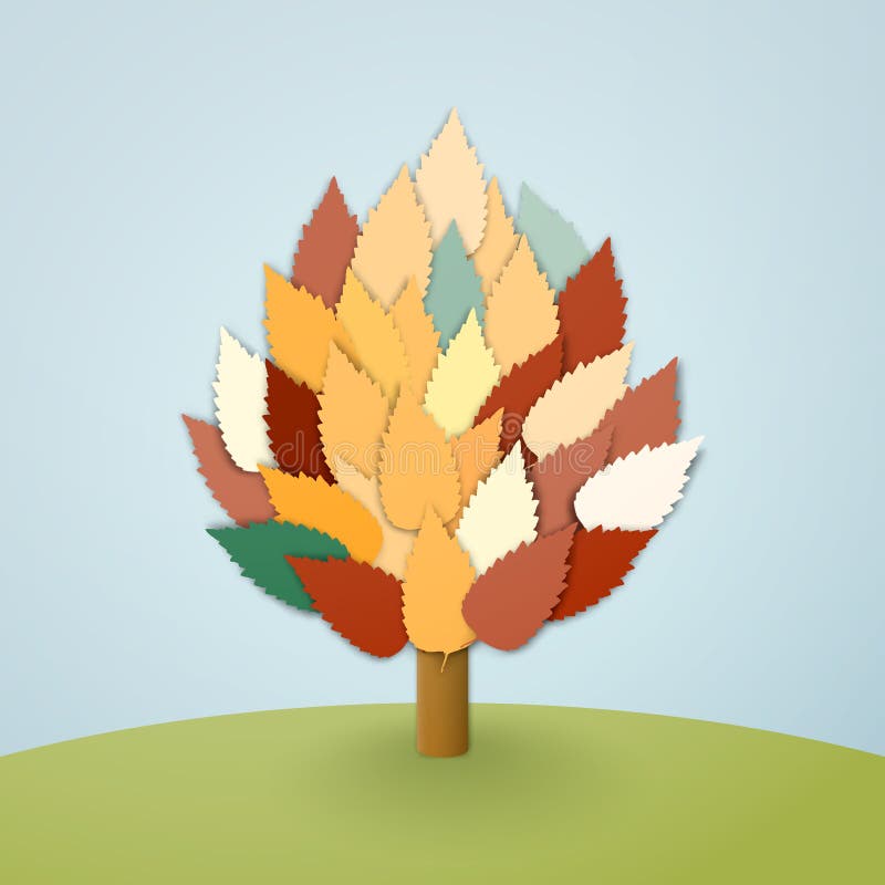 Tree with leaves on blue background stock illustration Tree with leaves on blue background stock illustration