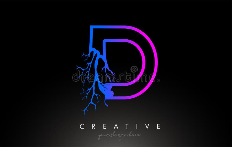Tree Letter D Design Logo with Purple Blue Tree Branch. D Letter ...