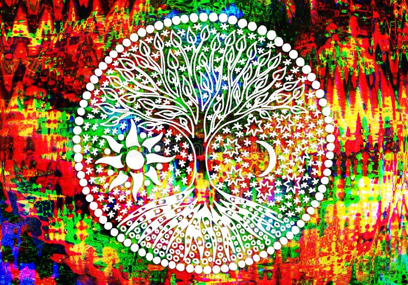 Download Mandala Tree Of Life. Symbolic Tree On Blue Background ...