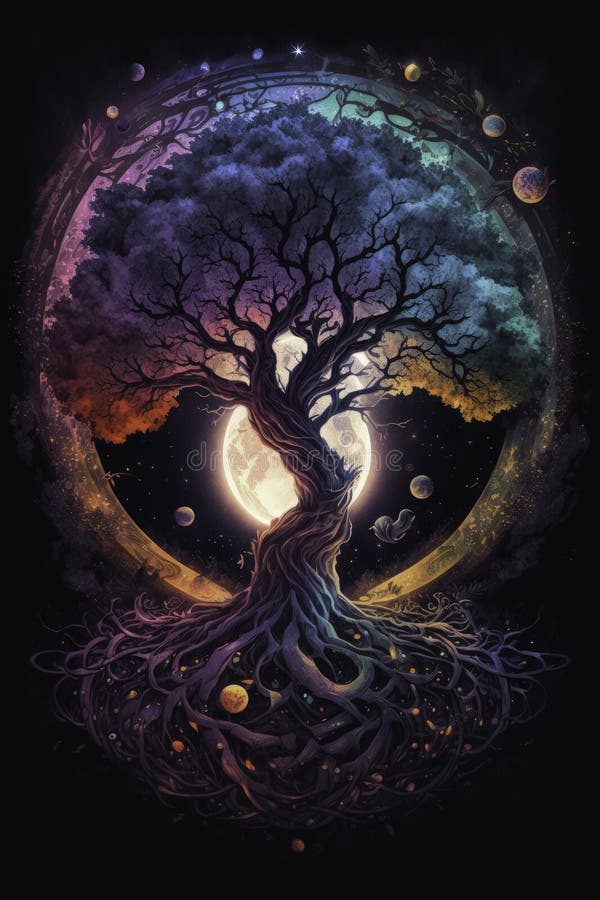 The Tree of Life a Symbolic Journey through Nature S Beauty Stock Illustration - Illustration of 