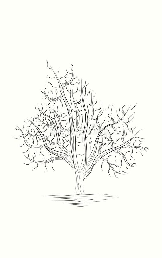 Tree Line Art Black and White Sketches Drawing Stock Illustration Illustration of ramadi