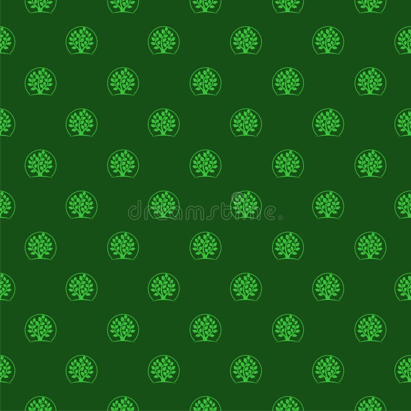 Tree logo green seamless pattern isolated on color background. Simple background. Logo spruce vectors