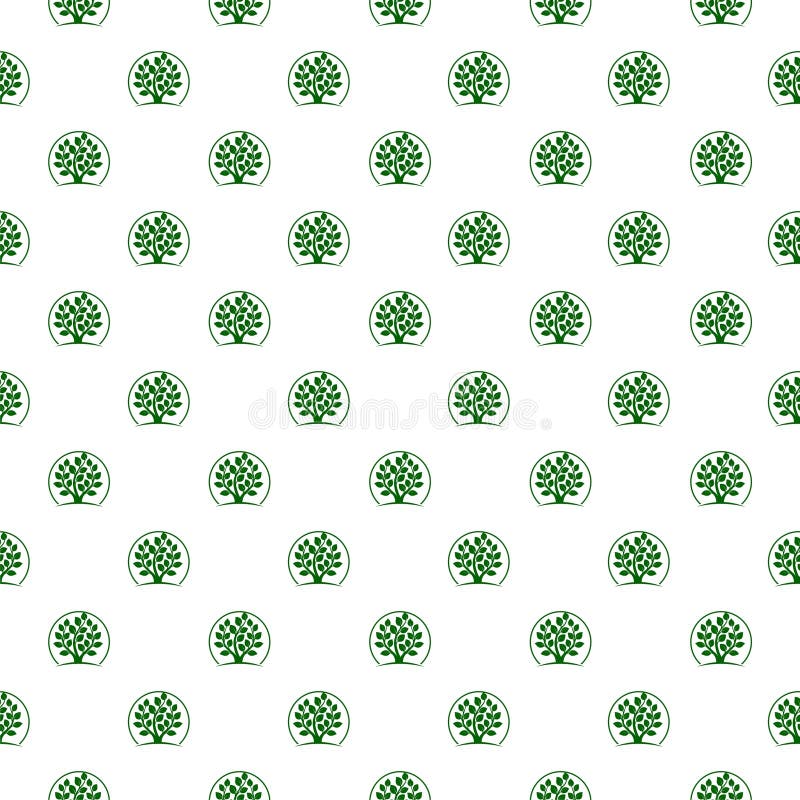 Tree logo green seamless pattern isolated on white background. Simple background. Logo spruce vectors