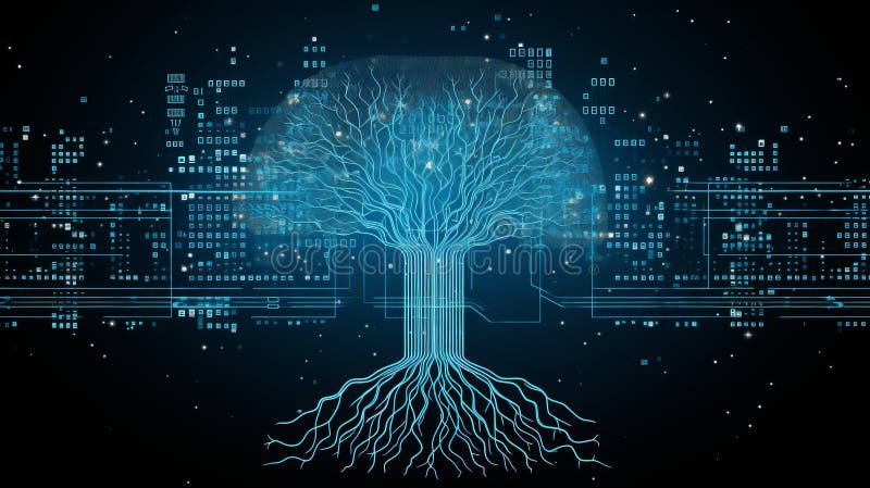 A tree with a lot of roots in the middle of it. Generative ai royalty free stock photography