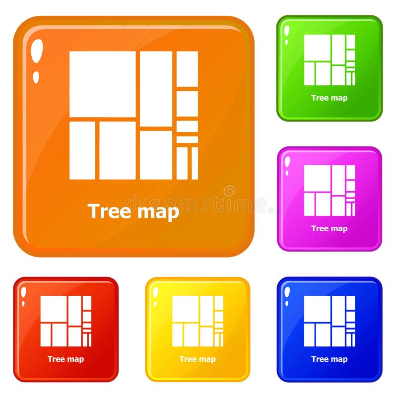 Tree Map Icons Set Vector Color Stock Vector - Illustration of