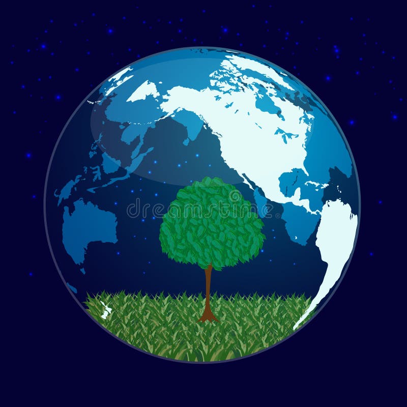 Tree and planet stock illustration Tree and planet stock illustration